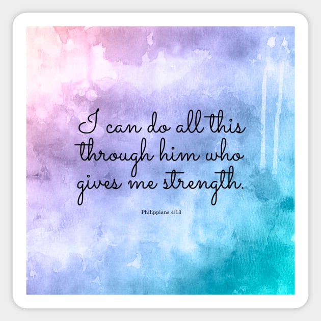 Philippians 4:13, Inspiring Scripture Sticker by StudioCitrine